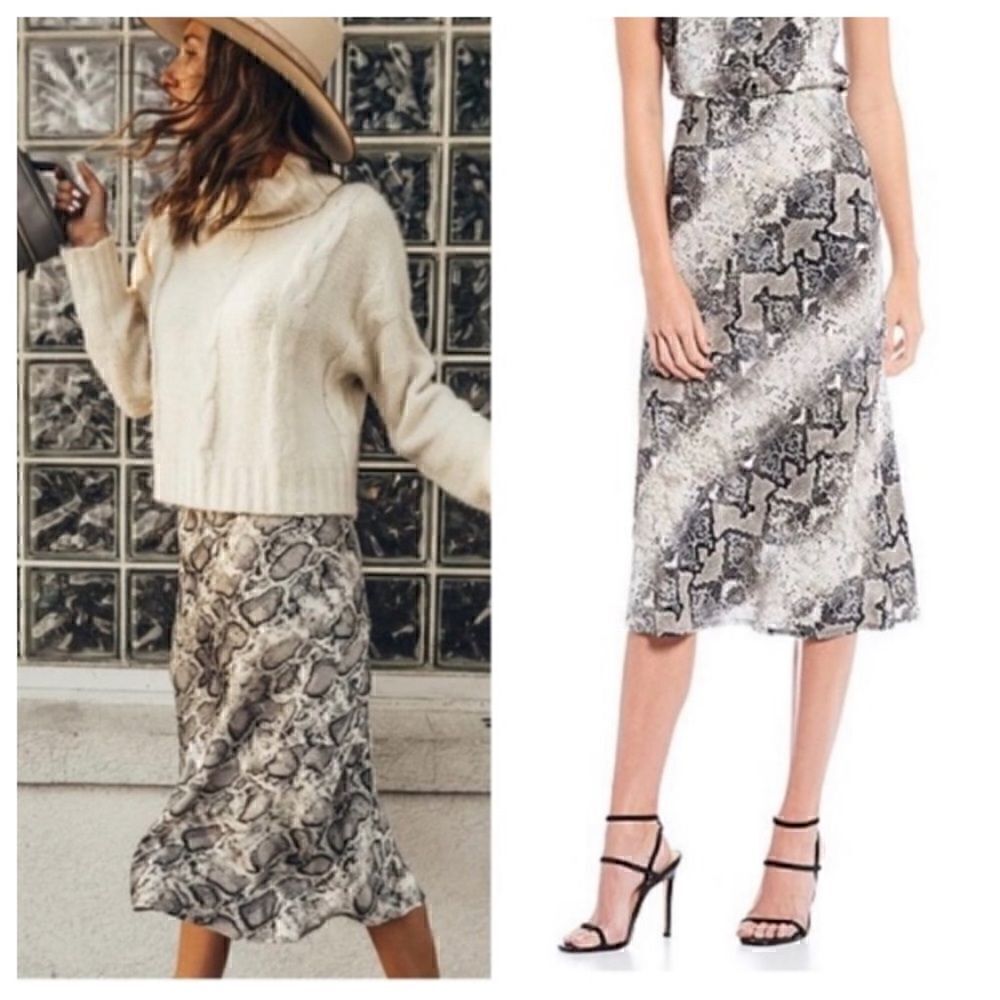 Sanctuary Snakeskin Everyday Midi Skirt Sz M